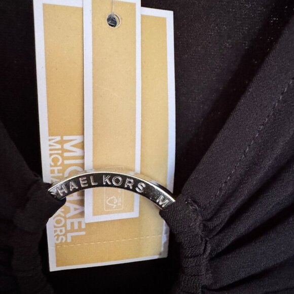 MICHAEL Michael Kors Black V-Neck Keyhole Dress Long Sleeve Medium - Picture 8 of 8